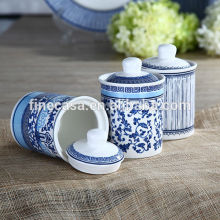 180CC Elegant Fine New Bone China Small Blue and White Canister Set of Blue in China