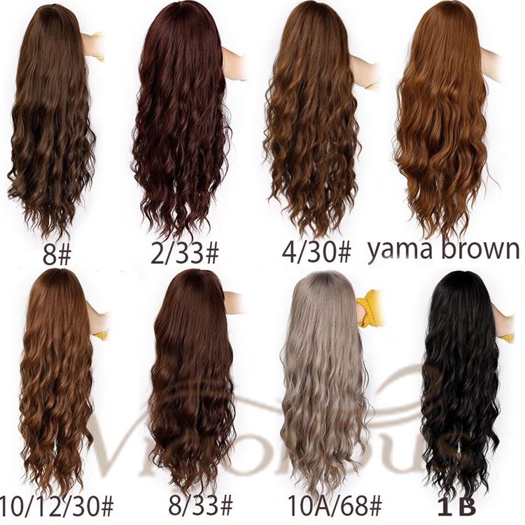 Vigorous Wholesale Price Long Body Wave With Bangs Yama Brown Cosplay 8 Colors In Stock For Black Women Synthetic Hair Wigs