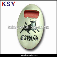 Soft enamel metal bottle opener with engraved logo
