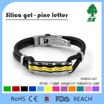 Charming Elastic Fashion Silicone Bangle with Stainless Steel Buckle Charming Silicone Bracelet