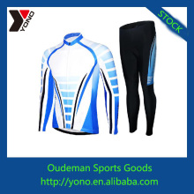 Fashionable long sleeves blue cycling jersey, custom cycling jersey for lady