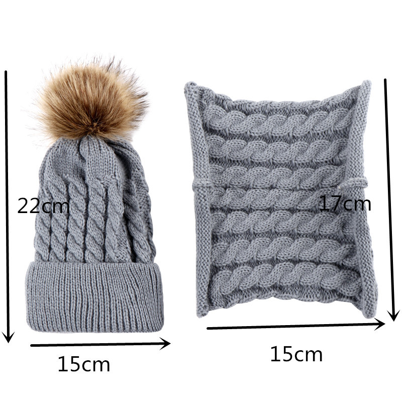 Children's winter wool hat knit hat scarf set (3)