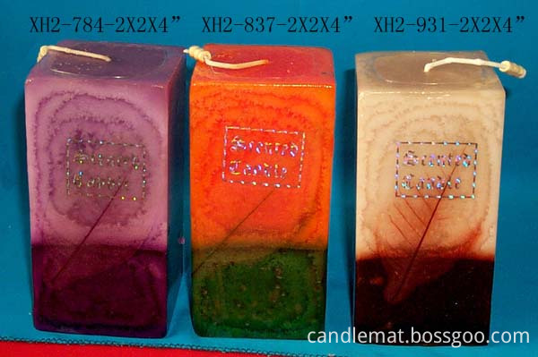 Rectangular double color craft candle