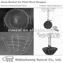 Tree root wrapper made of wire basket and wire cage