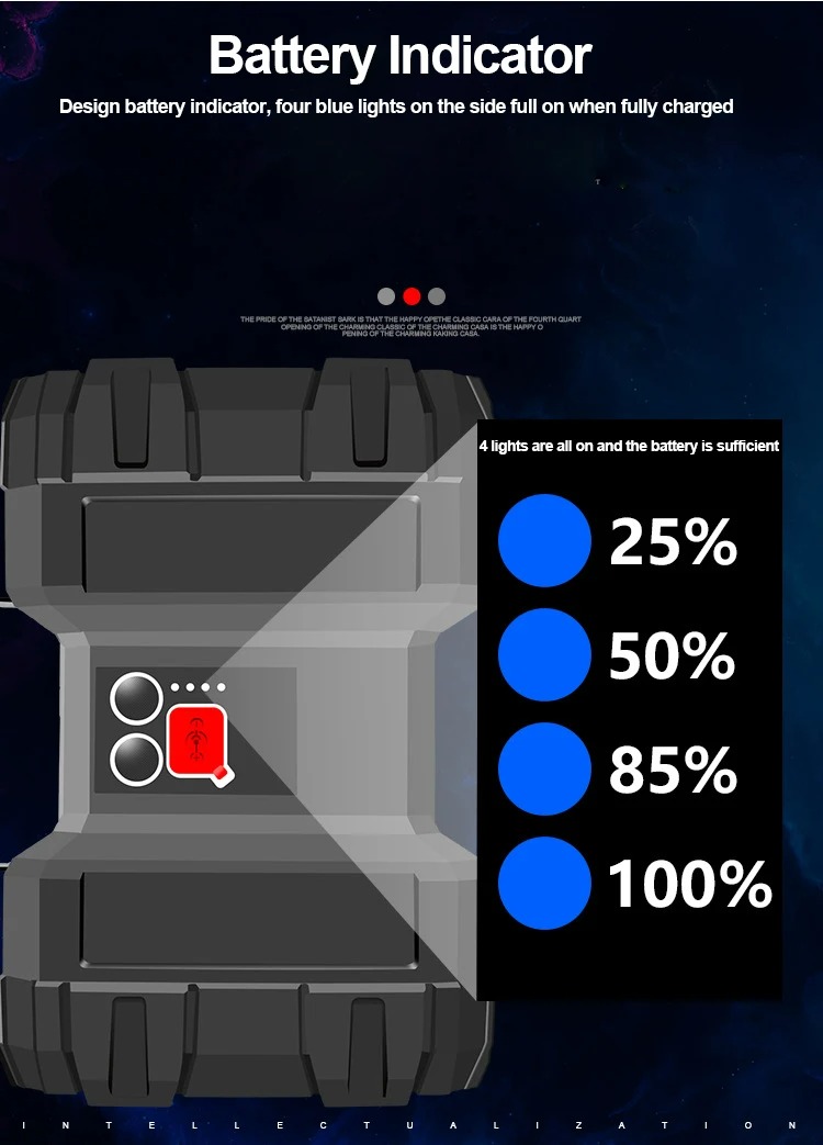 Large Multifunctional High Lumen Super Bright Power Display Large Battery Capacity Long Endurance LED Flashlight Camping Light