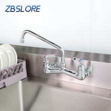 Commercial Wall-Mounted Double Sink Faucet for Restaurants