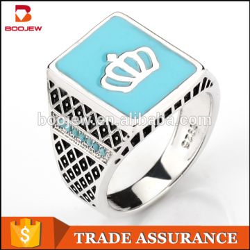 Fashion jewellery turkey different color for choice 925 sterling silver crown pattern enamel ring