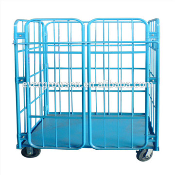 Nestable roll cage/rolling metal storage cage box