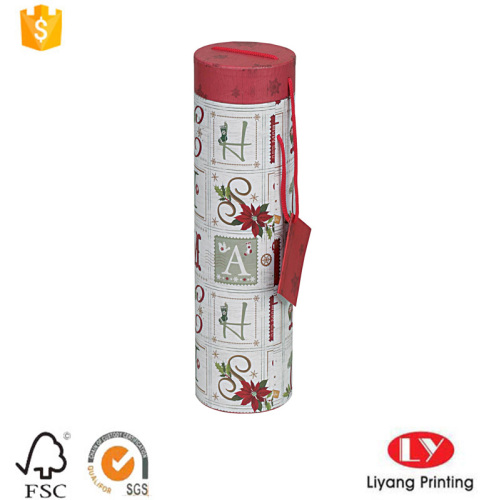 Cylinder Paper Christmas Gift Box with Handle