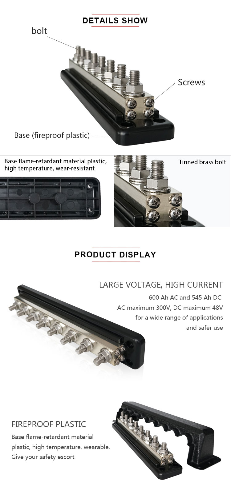 Genuine marine 200ah cell encloser 1200a tube boat busbar charger eot jointing rv busbar