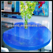 Korean blue round glass bar table tops