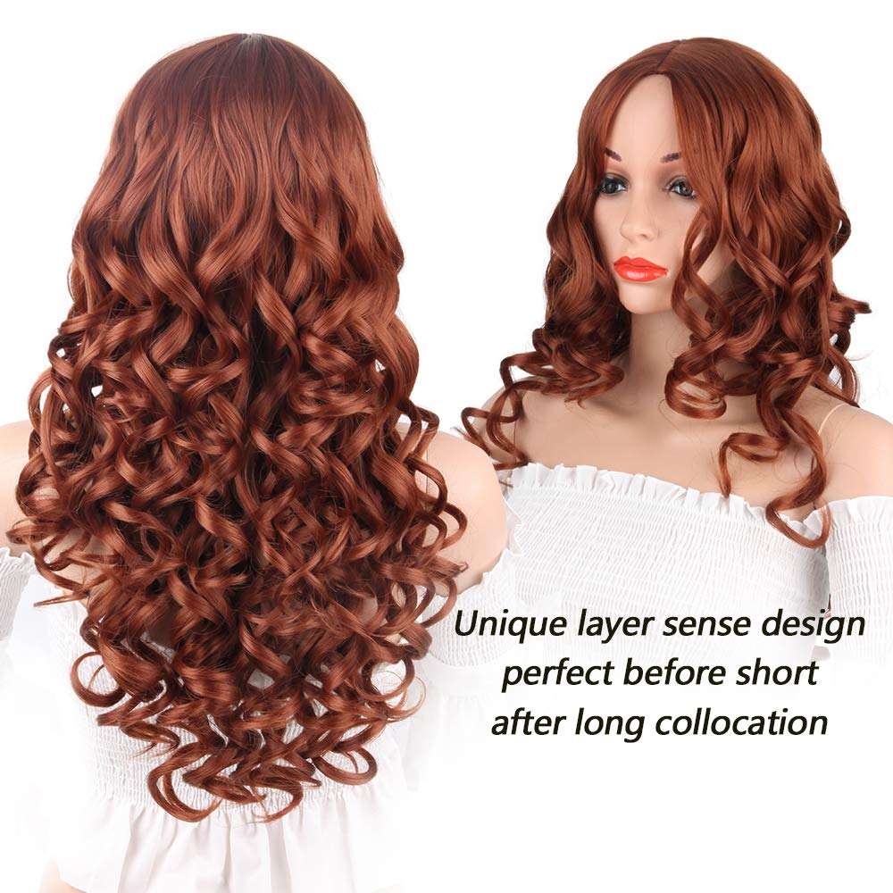 DTL Copper Red Fox Red Body Wave Synthetic High Temperature Fiber Silky Ladies Synthetic Wig Heat Resistant Synthetic Hair Wigs