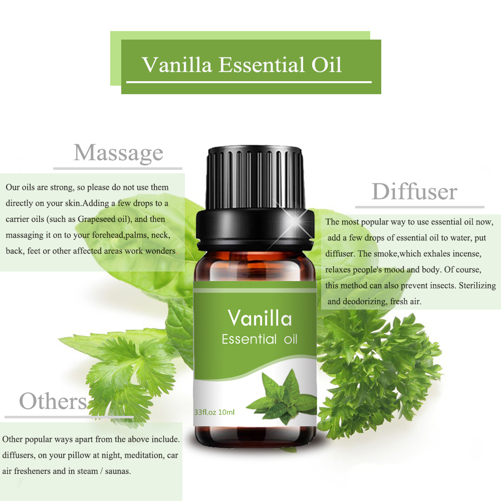 Masaje de fragancia de aceite esencial de vainilla de etiqueta privada 10 ml