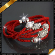 Leather Bracelets, Crystal Pave Bracelet, Charms Bracelet, Shamballa Pave Beads Leather Bracelets, Fashion Jewelry Supplier (FB081)