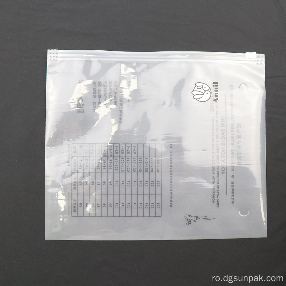 geantă de ambalare din plastic cu fermoar pentru îmbrăcăminte mată
