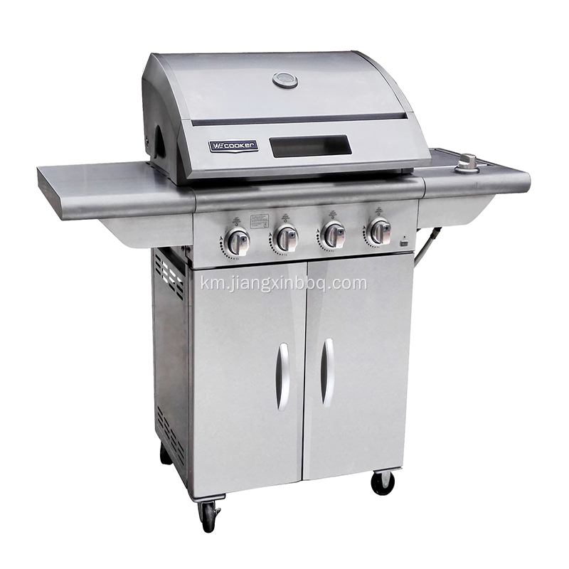 ដែកអ៊ីណុក 4 Burners Propane Gas BBQ