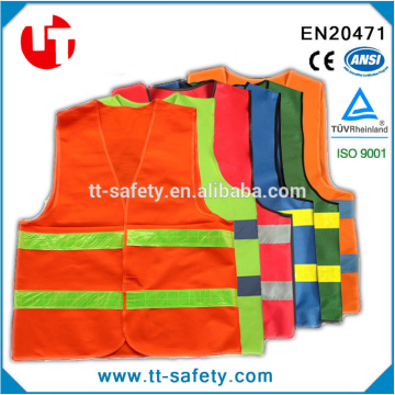 CE high quality orange and yellow roadway safety glow in the dark safety vest