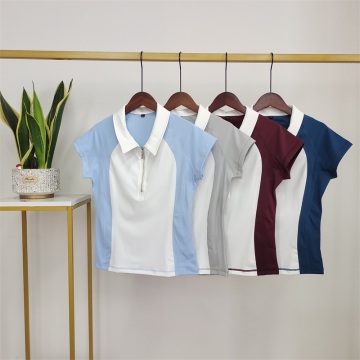 Contrast Horse Riding Tops Polo T-Shirts Short Sleeve