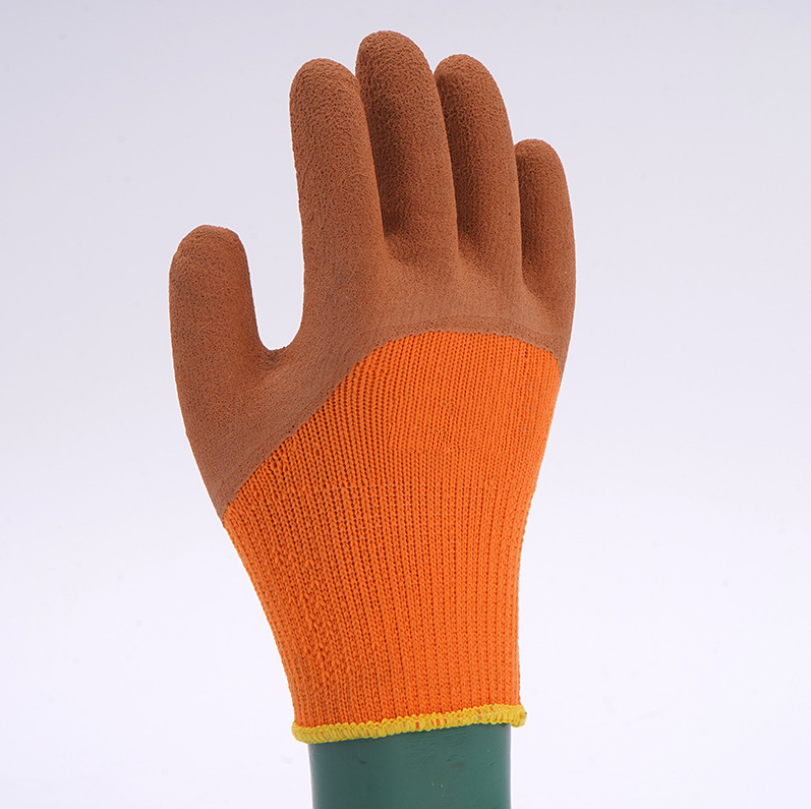 Orange Nylon Foam Terry Gloves Brown Latex Foam Wear-resistant Foam Cheer Gloves Half-hanging Breathable Gloves