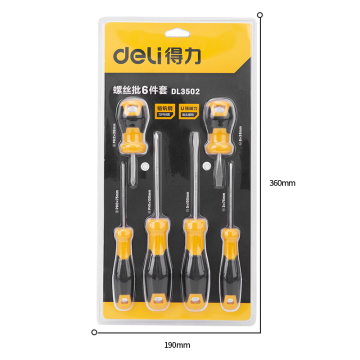 Deli DL3502 tools magnetic PVC handle 6pcs screwdriver set