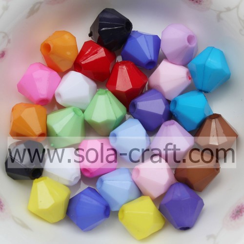 Groothandel acryl solide sieraden Bicone kralen / losse plastic kralen voor doe-het-ketting / armbanden / oorbellen