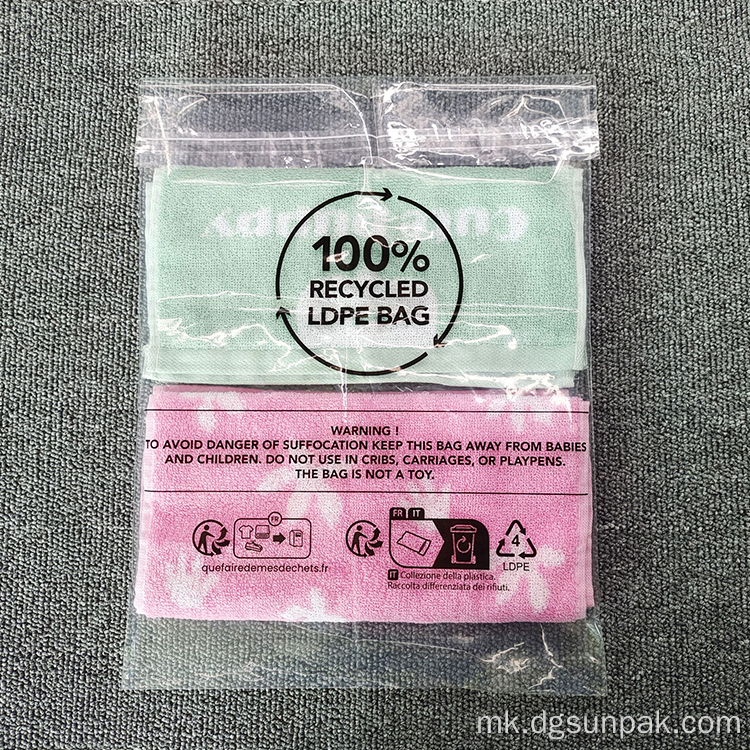 100% рециклирани LDPE Polybags Предупредувачки кеси против задушување