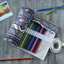 Ethnic Style Handmade Canvas Pencil Roll Bag for Girls