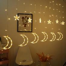 6 Moons and 6 Stars 138 LED Waterfall Curtain Light for Ramadan Wedding
