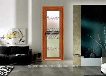 Aluminum swing door for bathroom with double tempered glass