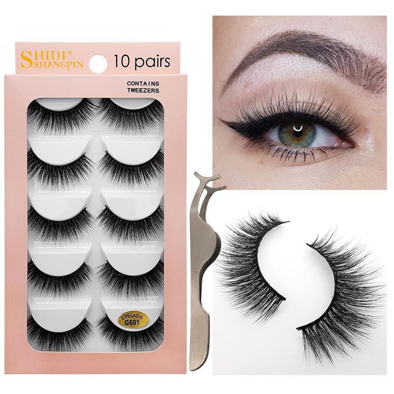 mink eyelashes 10 pairs natural thick eyelashes Tweezers lash kit private label eyelashes wholesale