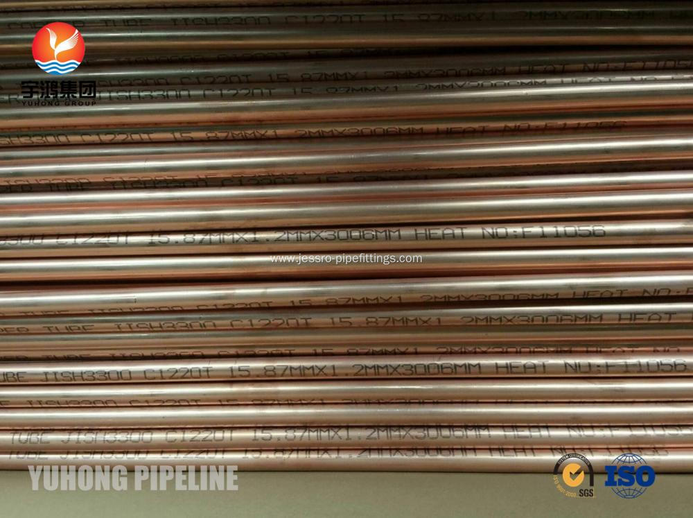 Seamless Copper Tube JIS H3300 C1220T 1/2H For Heat Exchanger