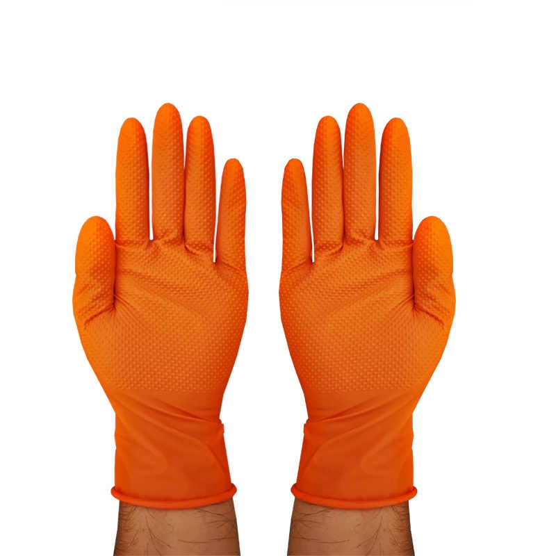 FDA van goede kwaliteit poedervrije oranje nitrilhandschoenen