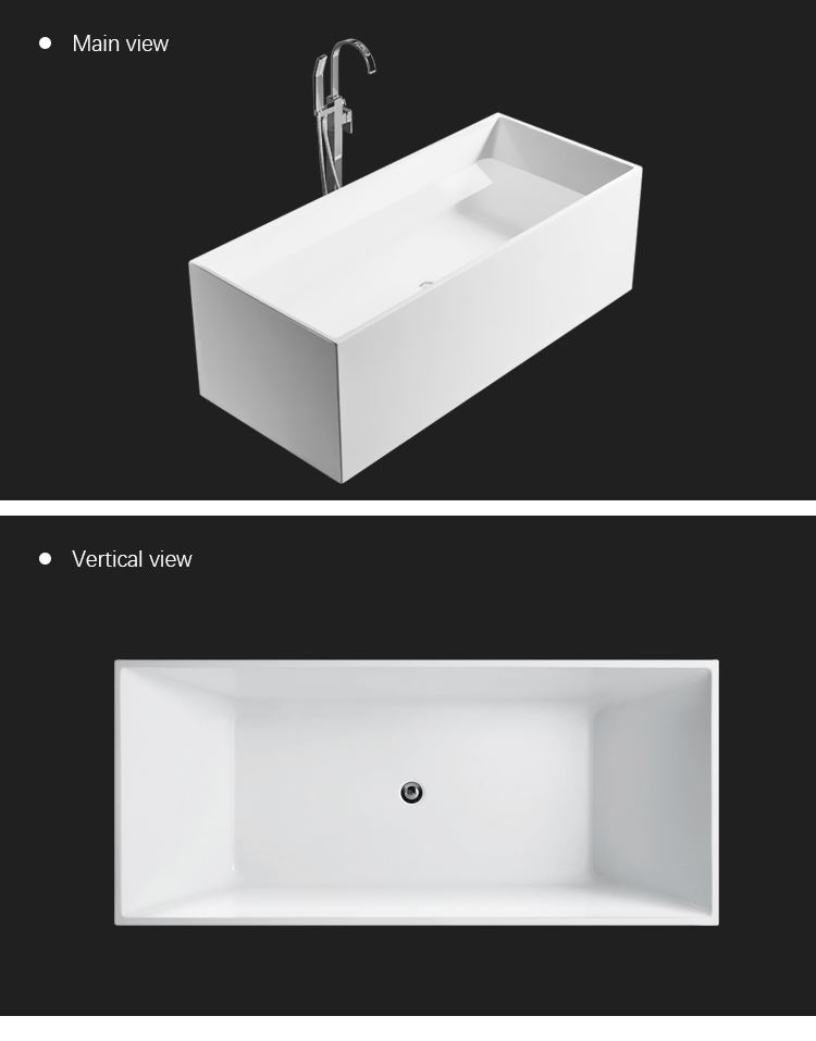 Manufacturer Supplier Unique Design Black Square Vintage Bathroom Freestanding Bath Tub