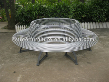 Powder coated metal tree bench with cast iron bench legs