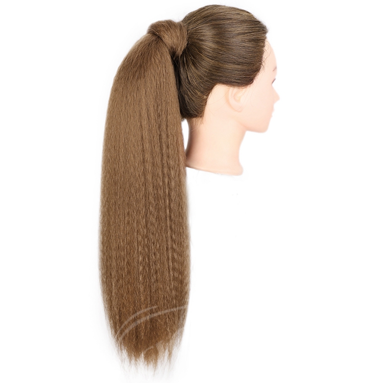 Fiber Brown Silky Natural Color Yaki Drawstring African Long Straight Wigs Synthetic Hair Ponytail Extension