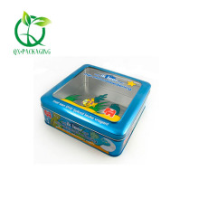 Square metal tin with window