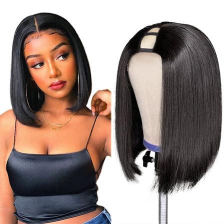 Short Bob Straight U Part Human Hair Wig
