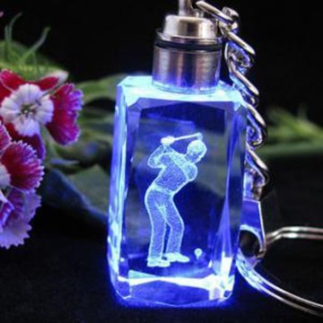 3d laser golf crystal key chain for souvenirs k9 crystal ker ring