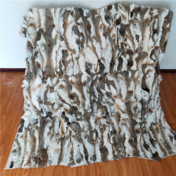 Luxury custom size real brown rabbit fur blanket throw