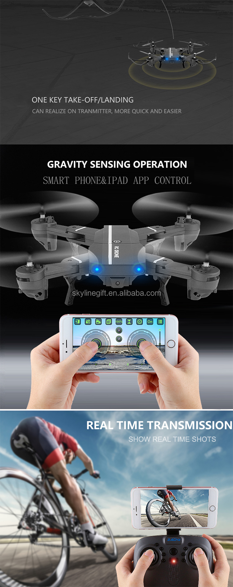 Wifi FPV Quadcopter Drone 8807W Foldable Selfie Mini Heli copter with 0.3MP HD Camera Height Hold Mode VS XS809W Dron