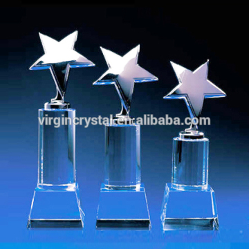 Crystal hand trophies metal star on top star trophies