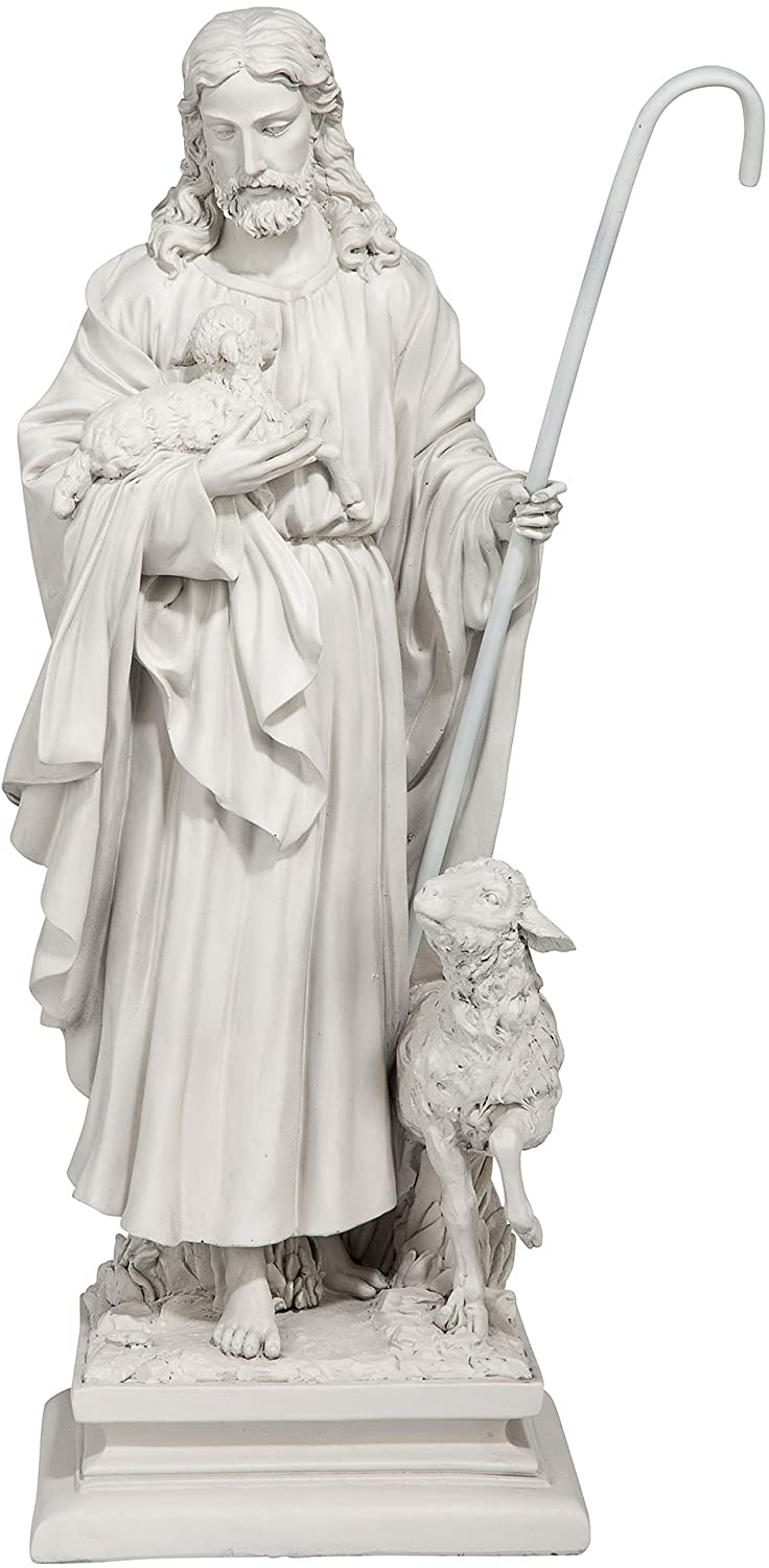 イエスの良い羊飼いの宗教庭園の彫像