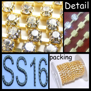 SS16 No Plating Round Base Claw Crystal Cup Chain