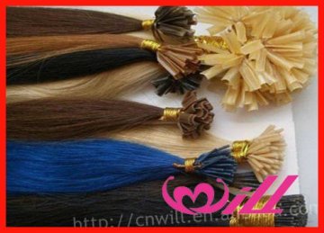 Pretty Colorful 100 keratin tip human hair extension Brazilian Hair Keratin Hair Extension Nail Tip Hair Extension