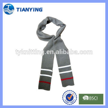 grey striped short acylic boys scarf