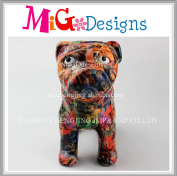 OEM Colorful Decal Finished Ceramic Doggy Coin Bank