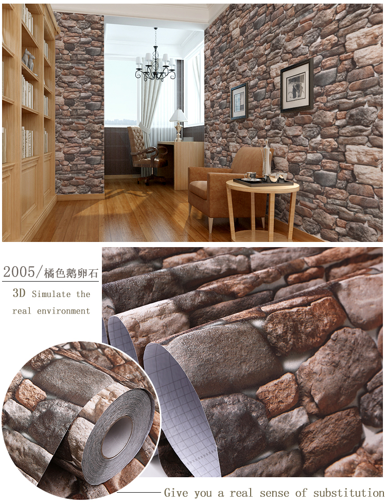 Wholesale Eco-friendly self adhesive 3d embossed brick wallpaper with cheap price for Leisure Facilities