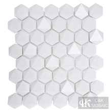 Hexagon glass tile backsplash