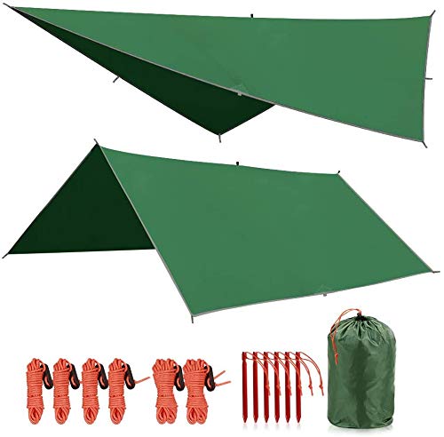 10ft Green Tarp Tent for Camping Backpacking Hiking