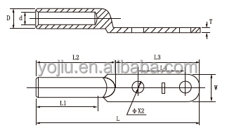 Lugs Termination Compressor Angled 70 Mm Aluminium connectors Copper Cable Lug 2 hole